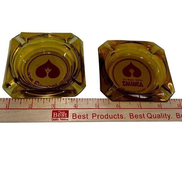 Del Webb's Sahara Hotel & Casino Amber Glass Ashtray Las Vegas Nevada Lot Of 2 - Picture 4 of 4